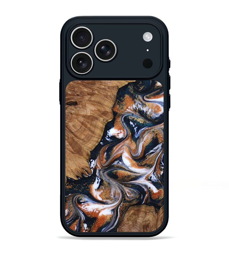 iPhone 17 Pro Max Wood Phone Case - Evette (Teal & Gold, 795733)