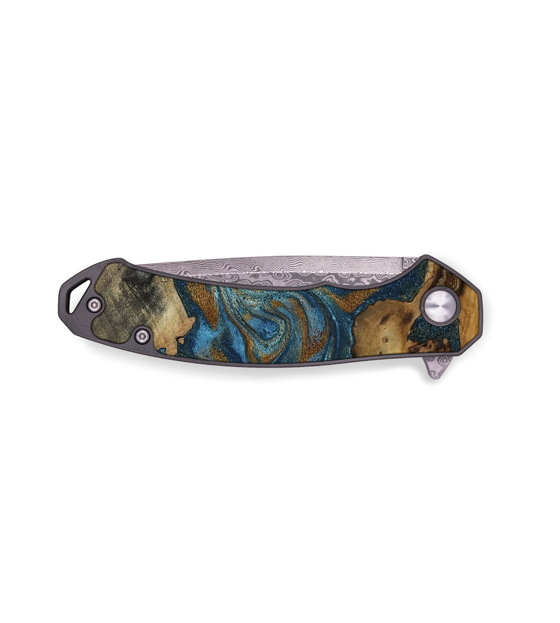 EDC Wood Pocket Knife - Dewey (Teal & Gold, 795735)