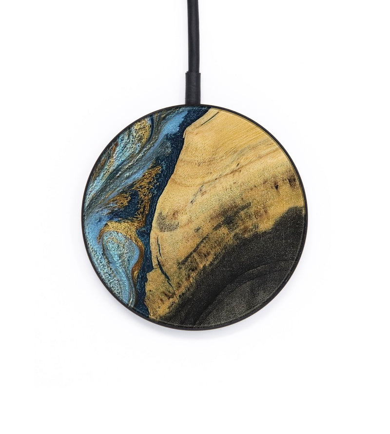Circle Wood Wireless Charger - Elna (Teal & Gold, 795739)