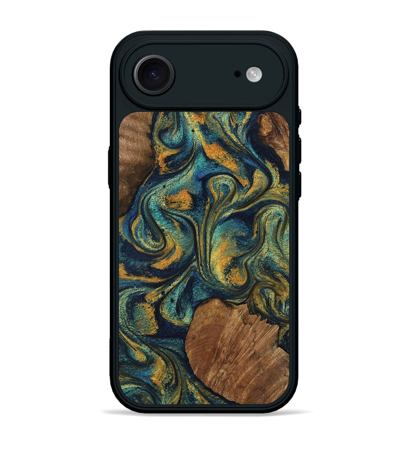 iPhone 17 Air Wood Phone Case - Osvaldo (Teal & Gold, 795857)