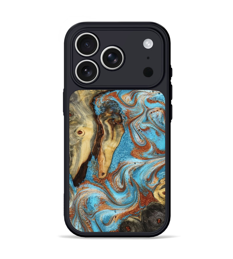 iPhone 17 Pro Wood Phone Case - Lavonne (Teal & Gold, 795858)