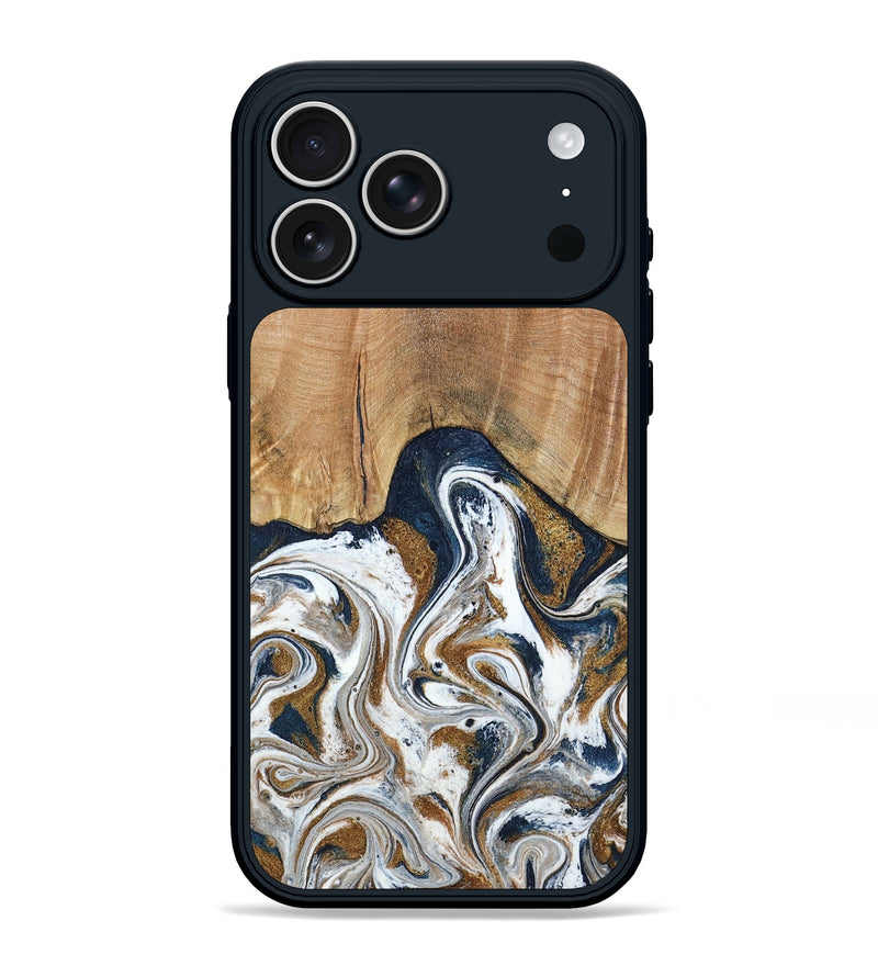 iPhone 17 Pro Max Wood Phone Case - Danika (Teal & Gold, 795861)