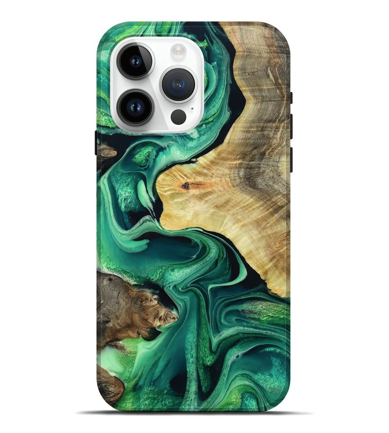 iPhone 15 Pro Max Wood Live Edge Phone Case - Jettie (Green, 795876)