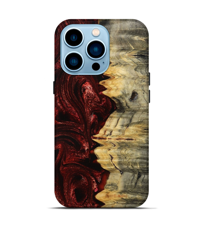 iPhone 14 Pro Wood Live Edge Phone Case - Misty (Red, 795889)