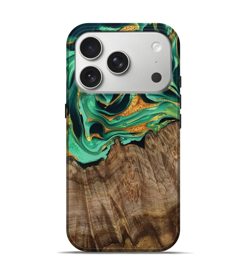 iPhone 17 Pro Wood Live Edge Phone Case - Marlen (Green, 795891)