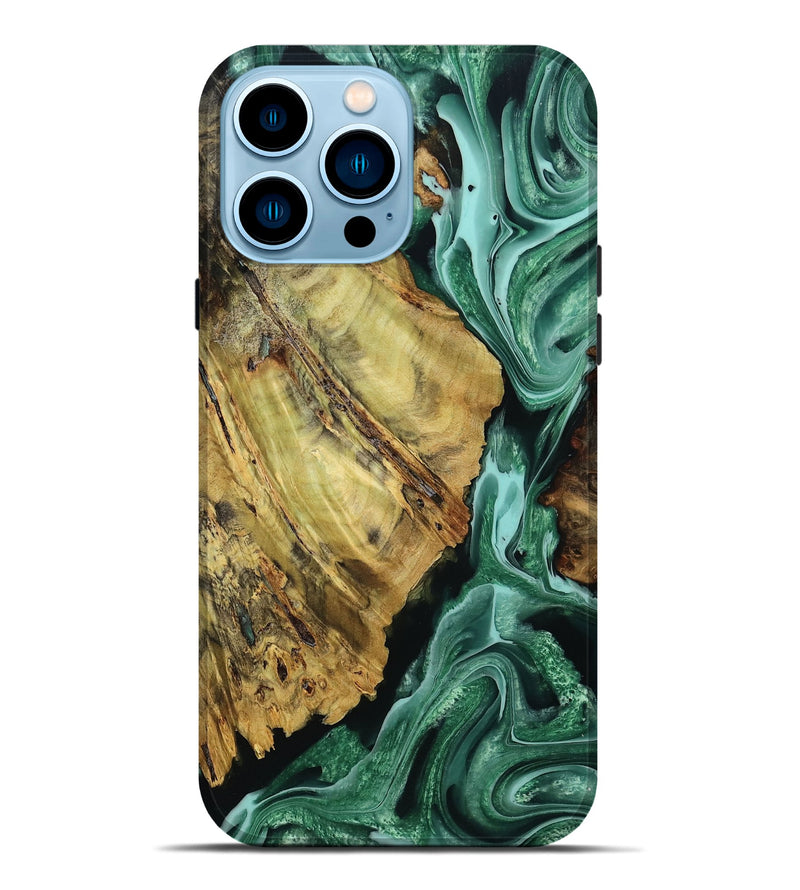 iPhone 14 Pro Max Wood Live Edge Phone Case - Arlette (Green, 795899)