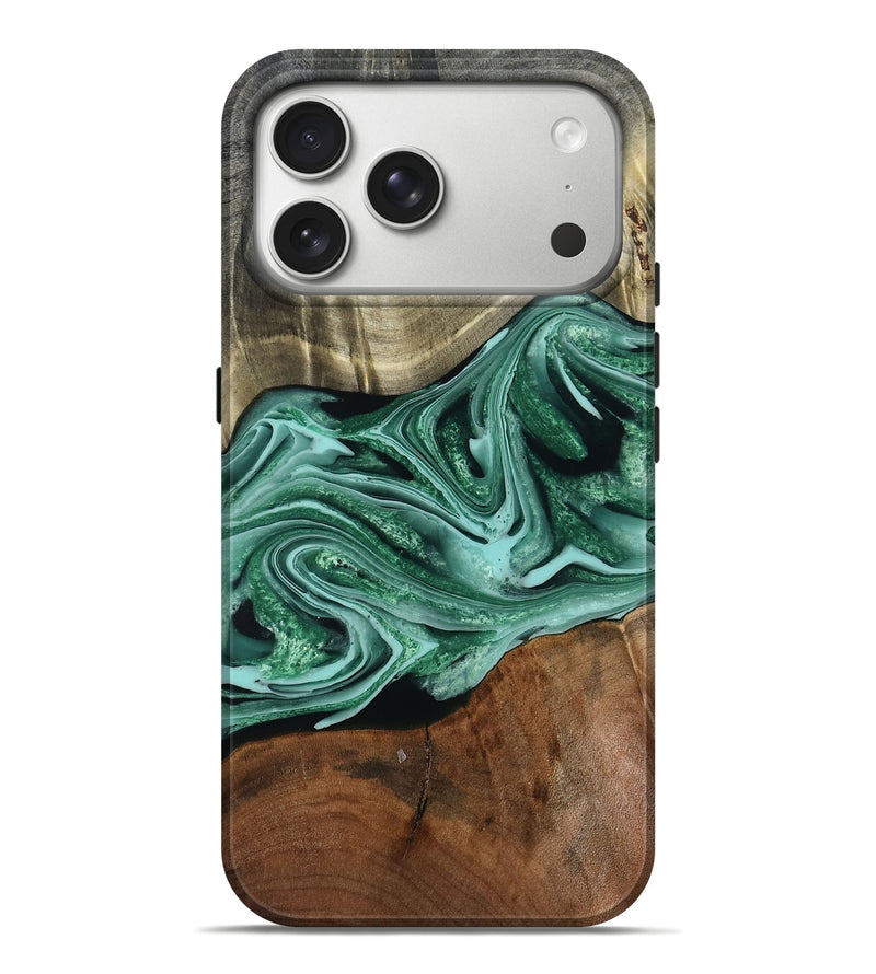iPhone 17 Pro Max Wood Live Edge Phone Case - Chas (Green, 795900)