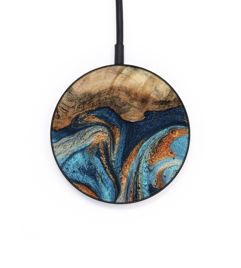 Circle Wood Wireless Charger - Tera (Teal & Gold, 795999)