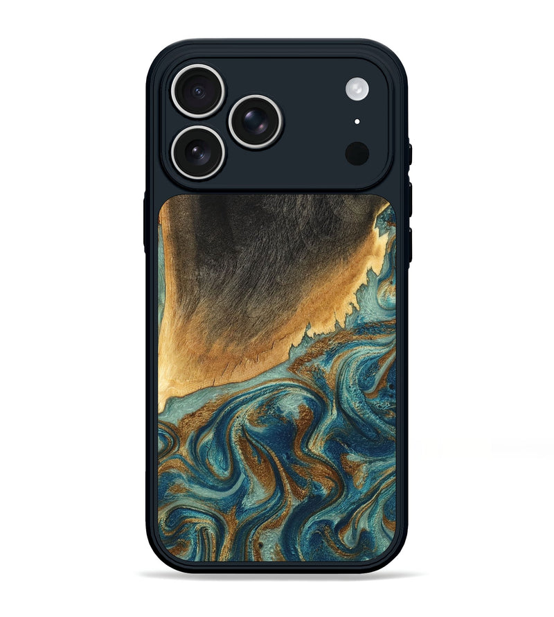 iPhone 17 Pro Max Wood Phone Case - Castiel (Teal & Gold, 796000)
