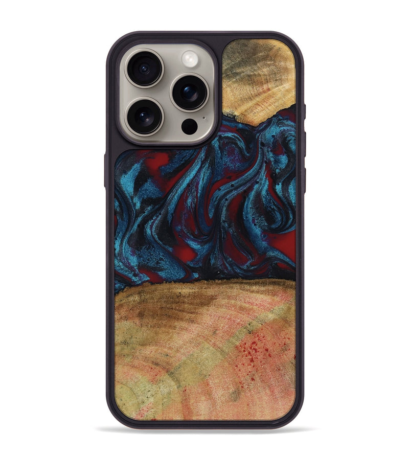 iPhone 15 Pro Max Wood Phone Case - Trena (Red, 796013)