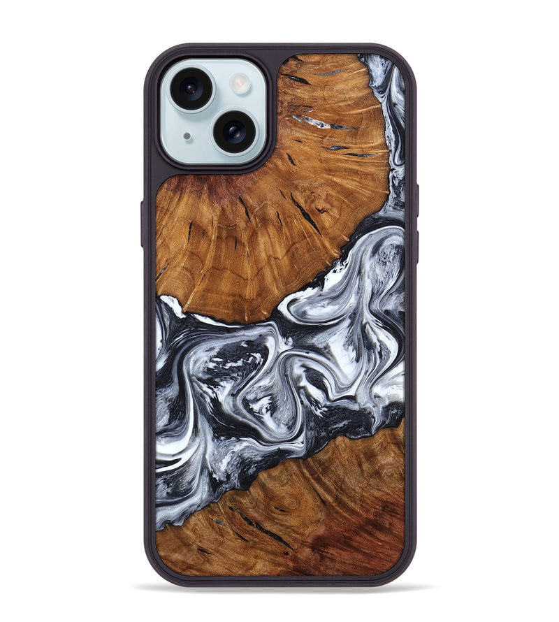 iPhone 15 Plus Wood Phone Case - Lena (Black & White, 796020)