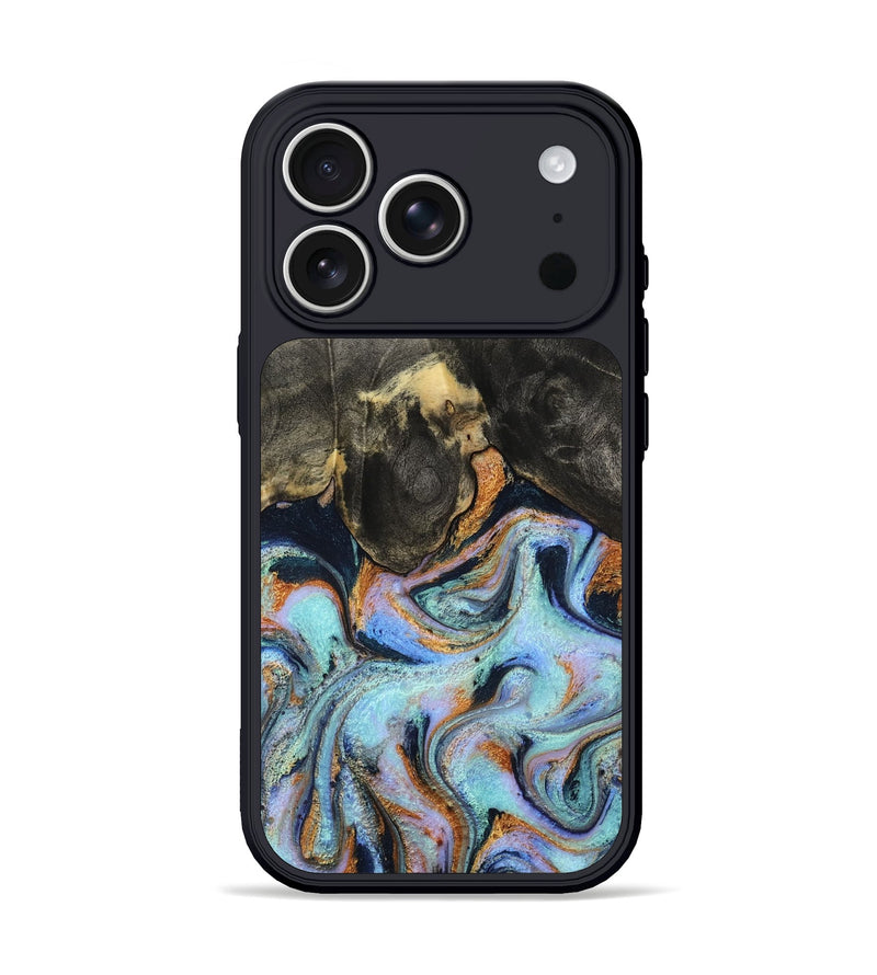 iPhone 17 Pro Wood Phone Case - Stan (Teal & Gold, 796031)