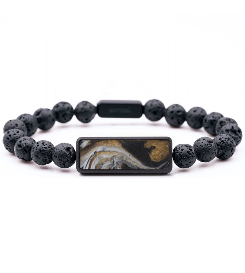 Lava Bead Wood Bracelet - Kassidy (Black & White, 796050)