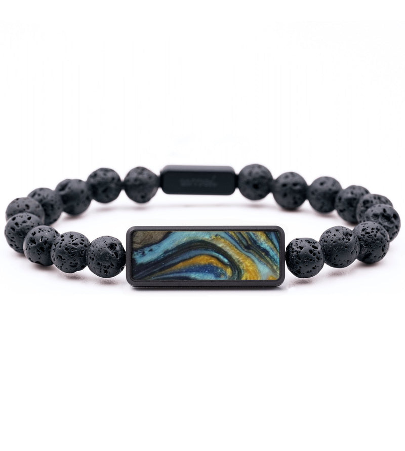 Lava Bead ResinArt Bracelet - Demi (Teal & Gold, 796075)