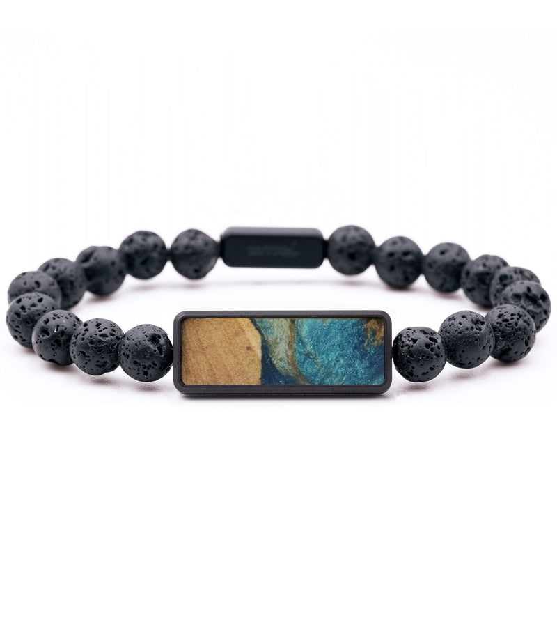 Lava Bead ResinArt Bracelet - Kamryn (Teal & Gold, 796076)