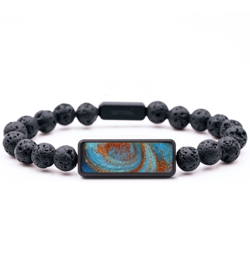 Lava Bead ResinArt Bracelet - Jazlyn (Teal & Gold, 796079)