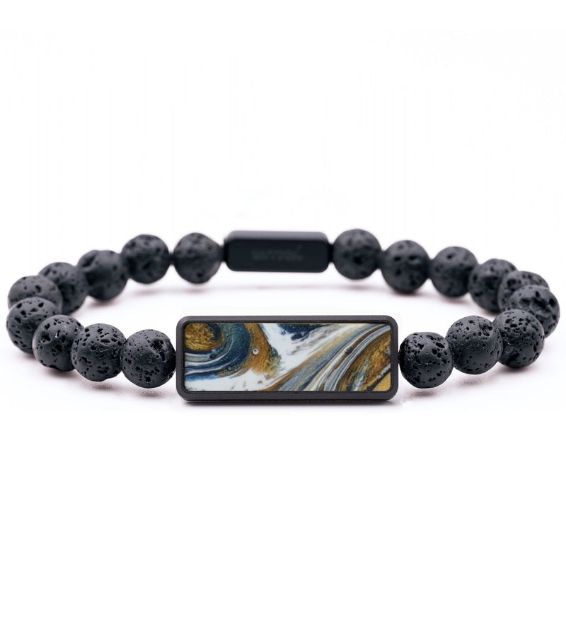 Lava Bead ResinArt Bracelet - Philip (Teal & Gold, 796084)