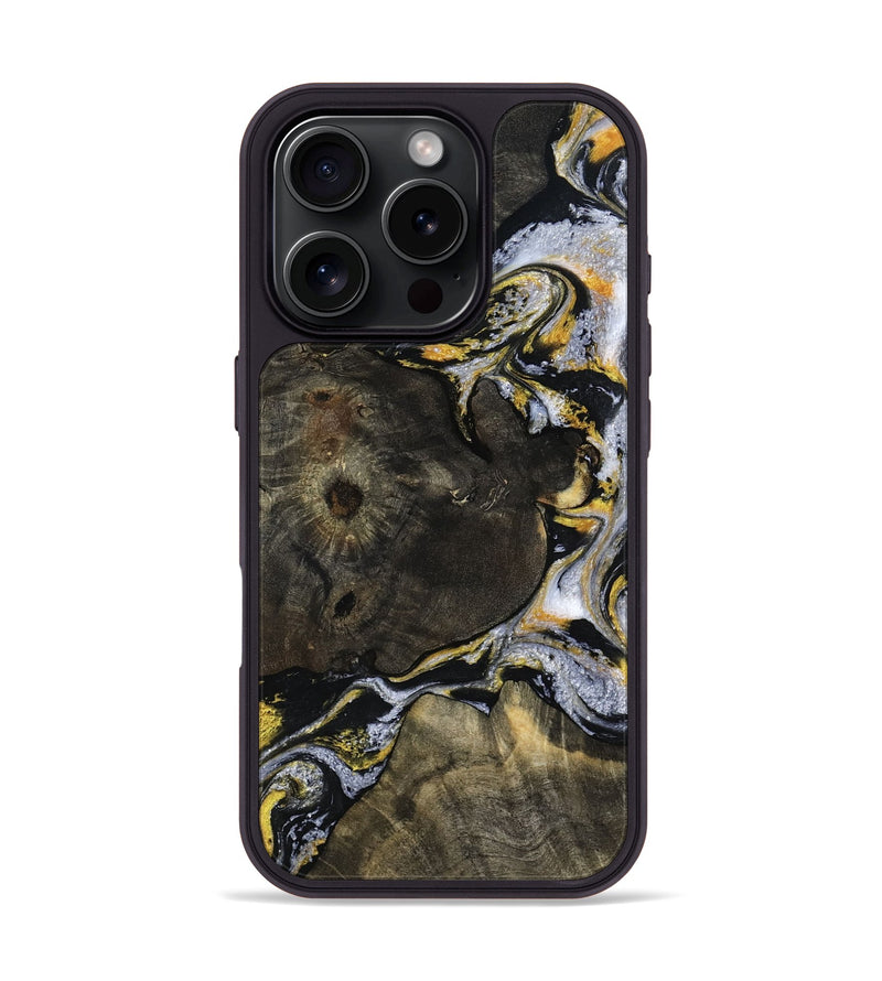 iPhone 16 Pro Wood Phone Case - Tamiko (Black & White, 796112)