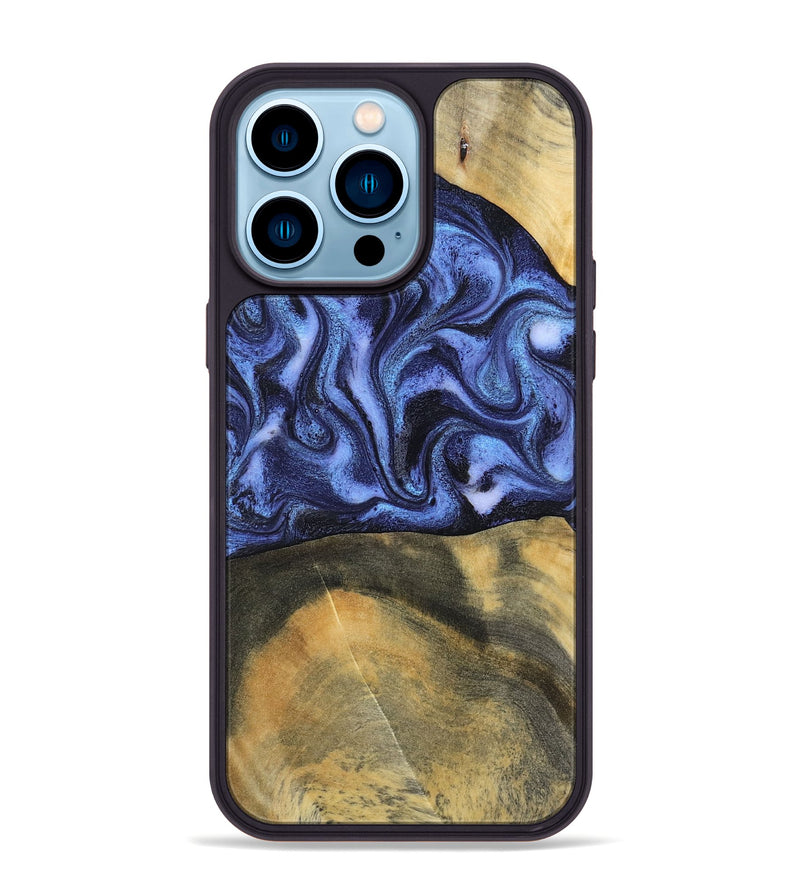 iPhone 14 Pro Max Wood Phone Case - Izaiah (Blue, 796124)