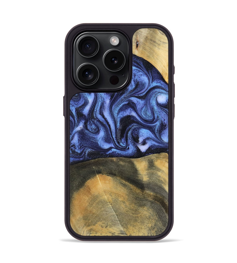 iPhone 15 Pro Wood Phone Case - Izaiah (Blue, 796124)