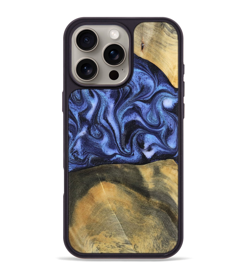iPhone 16 Pro Max Wood Phone Case - Izaiah (Blue, 796124)