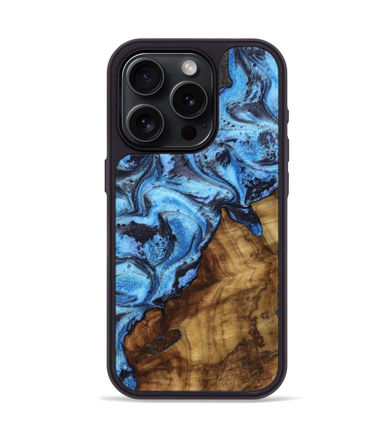 iPhone 15 Pro Wood Phone Case - Aila (Blue, 796128)