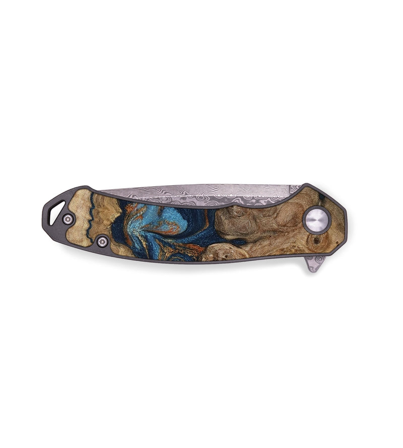 EDC Wood Pocket Knife - Lucile (Teal & Gold, 796183)