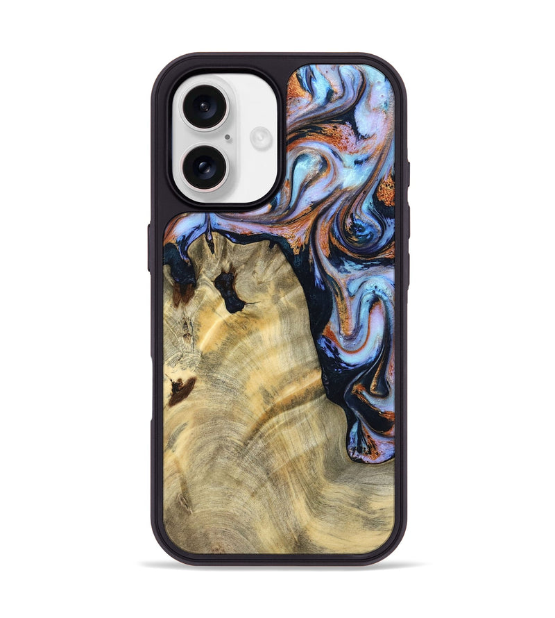 iPhone 17 Wood Phone Case - Denisha (Teal & Gold, 796186)