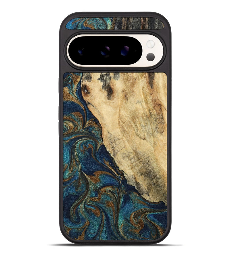 Pixel 10 Pro XL Wood Phone Case - Azul (Teal & Gold, 796187)
