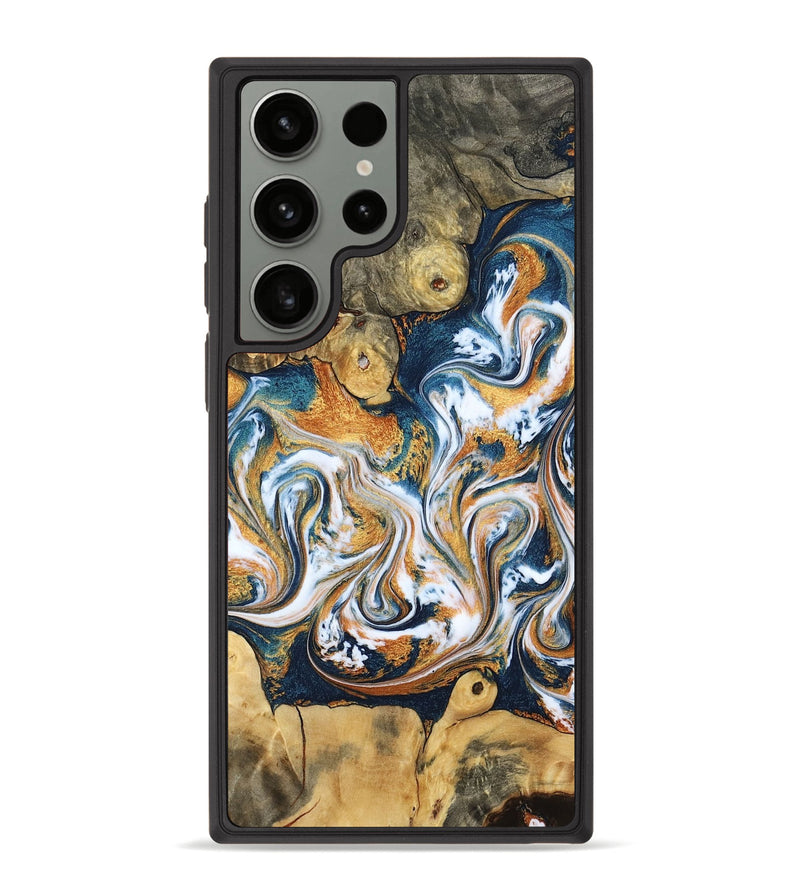Galaxy S23 Ultra Wood Phone Case - Hollie (Teal & Gold, 796188)