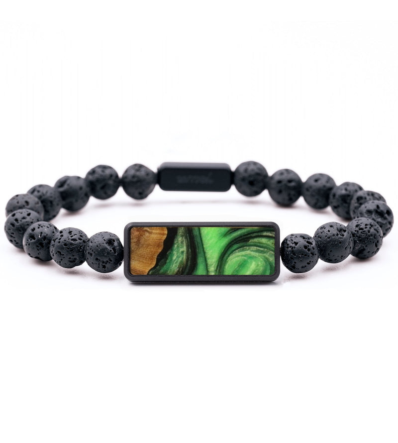 Lava Bead Wood Bracelet - Elliot (Green, 796282)
