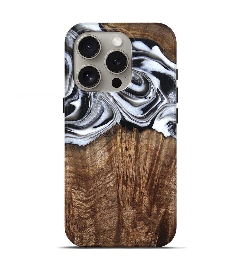 iPhone 16 Pro Wood Live Edge Phone Case - Russel (Black & White, 796379)