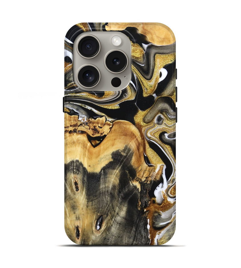 iPhone 16 Pro Wood Live Edge Phone Case - Donny (Black & White, 796381)