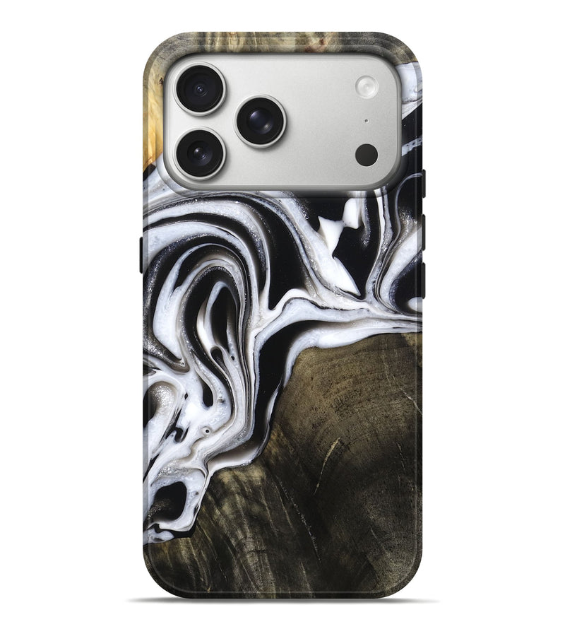 iPhone 17 Pro Max Wood Live Edge Phone Case - Charley (Black & White, 796382)