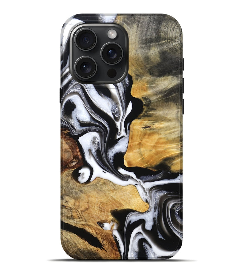 iPhone 16 Pro Max Wood Live Edge Phone Case - Meghan (Black & White, 796386)