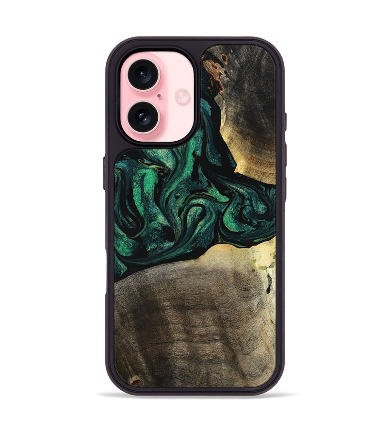 iPhone 16 Wood Phone Case - Tad (Green, 796406)