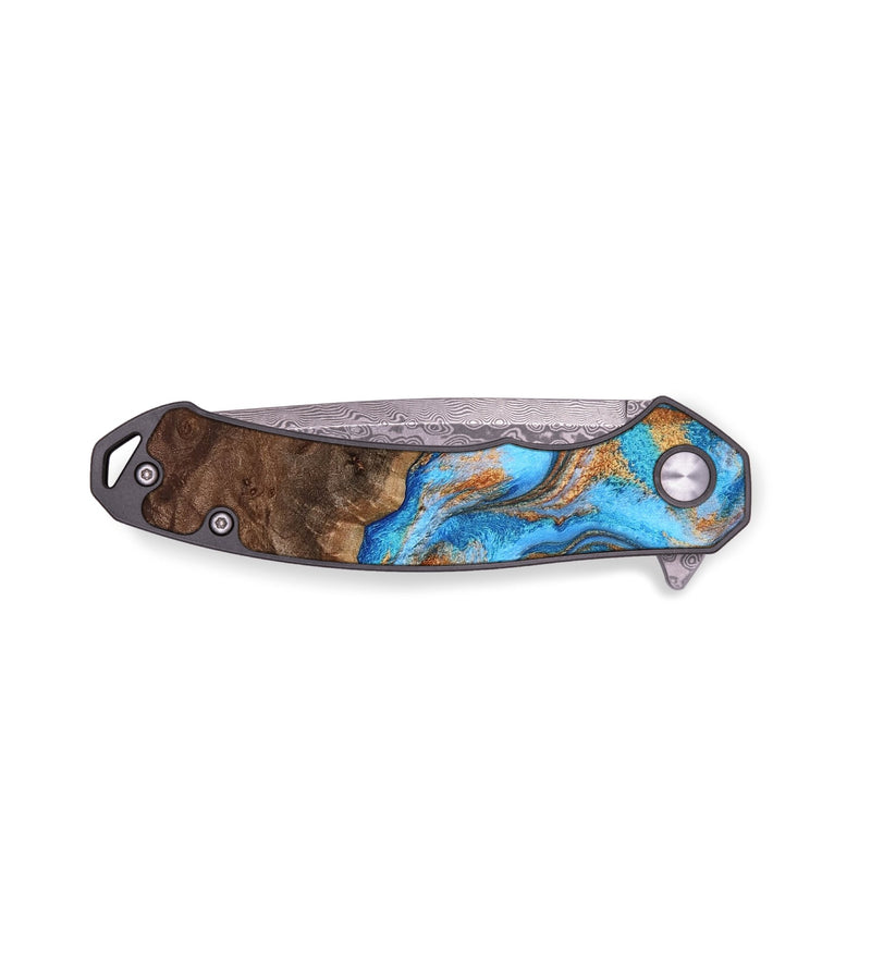 EDC Wood Pocket Knife - Arden (Teal & Gold, 796487)