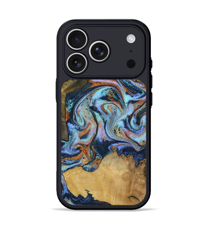 iPhone 17 Pro Wood Phone Case - Collins (Teal & Gold, 796489)