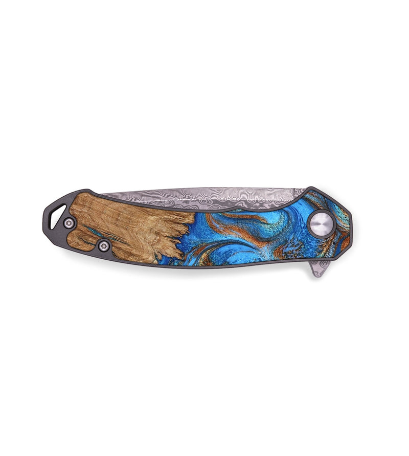 EDC Wood Pocket Knife - Teo (Teal & Gold, 796492)
