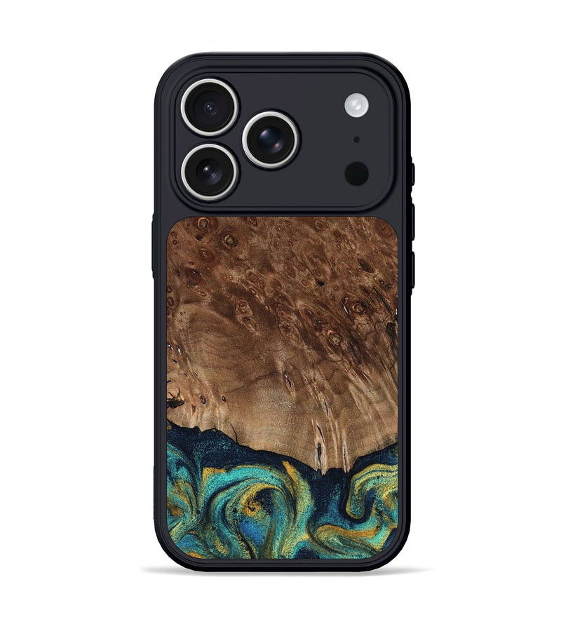 iPhone 17 Pro Wood Phone Case - Taja (Teal & Gold, 796495)