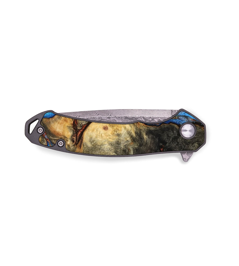 EDC Wood Pocket Knife - Jeremy (Teal & Gold, 796525)
