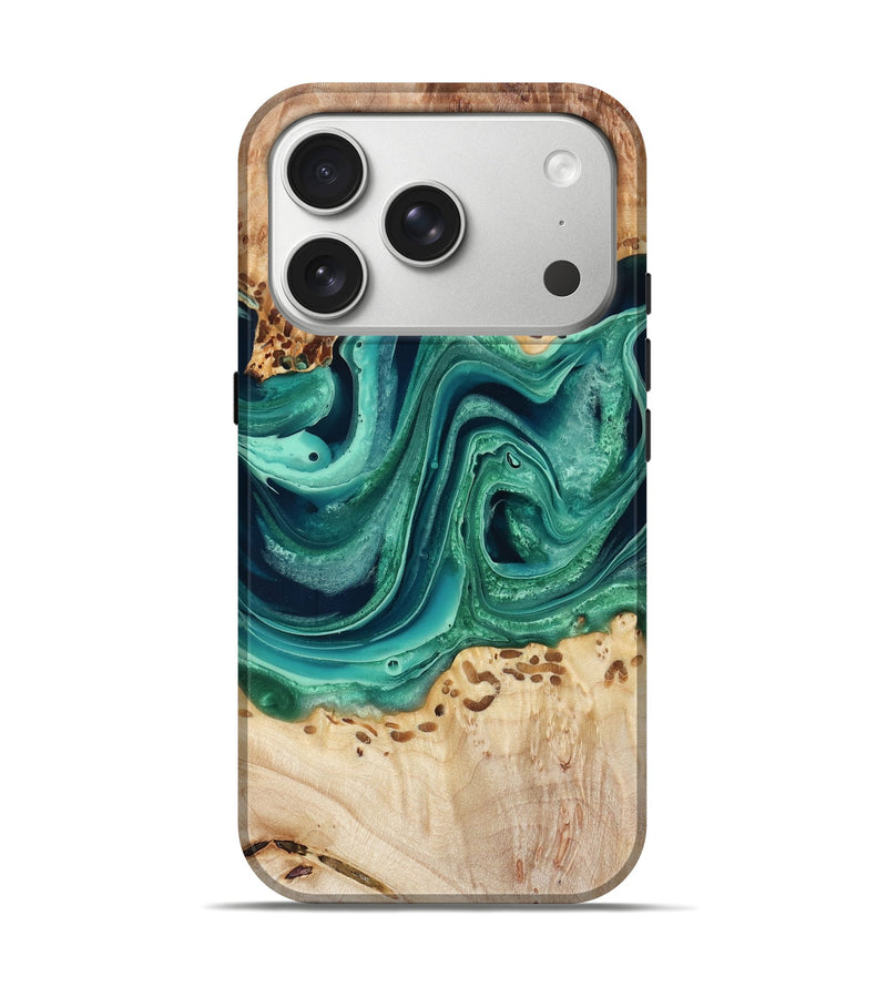 iPhone 17 Pro Wood Live Edge Phone Case - Ali (Green, 796538)
