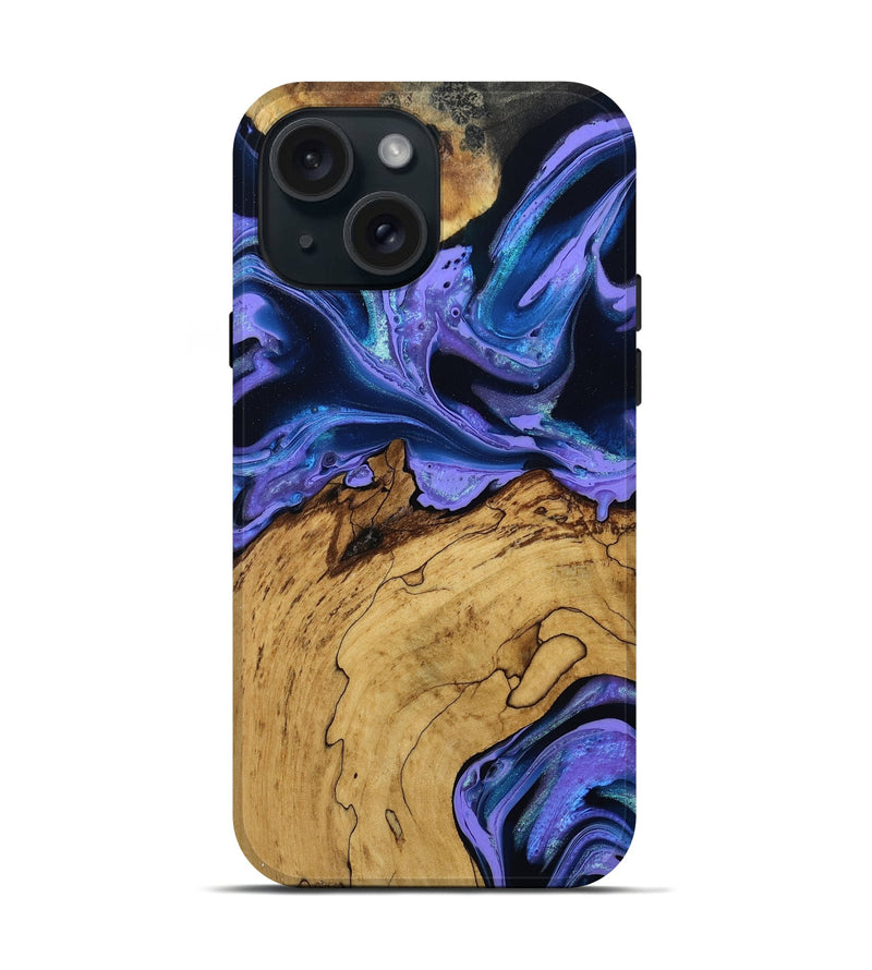 iPhone 15 Wood Live Edge Phone Case - Amelie (Purple, 796820)