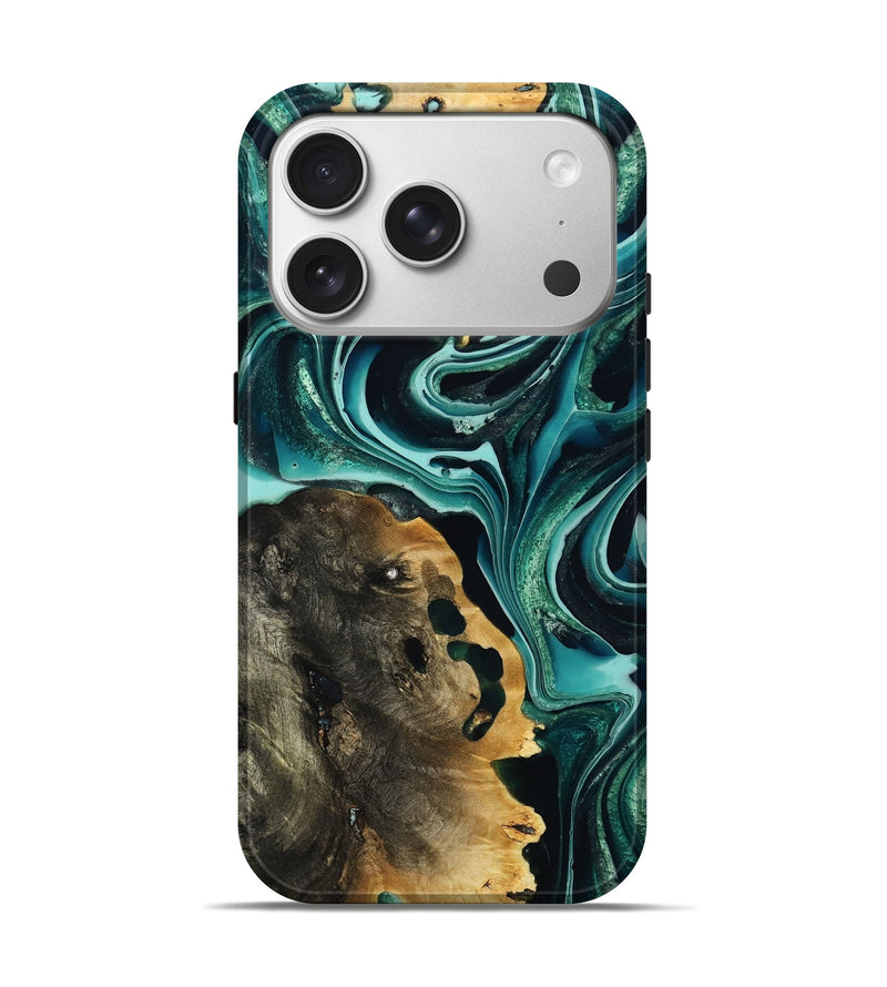 iPhone 17 Pro Wood Live Edge Phone Case - Skyler (Green, 796822)
