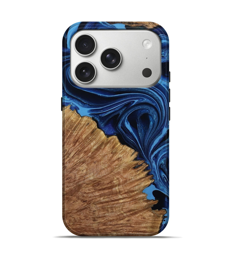 iPhone 17 Pro Wood Live Edge Phone Case - Kandice (Blue, 796833)