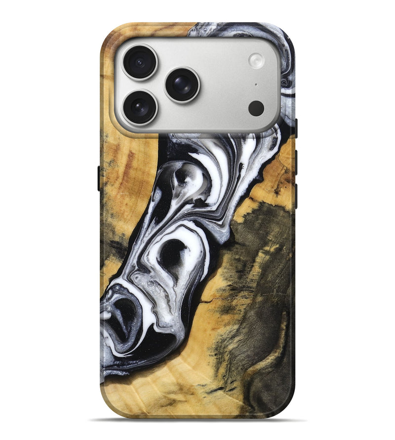 iPhone 17 Pro Max Wood Live Edge Phone Case - Wilma (Black & White, 796836)