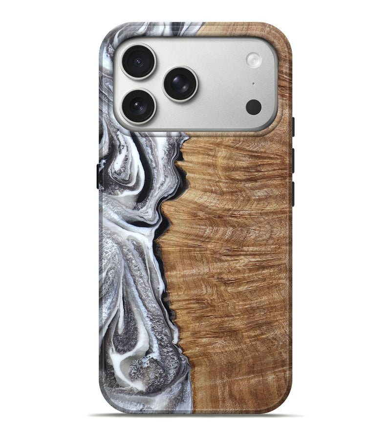 iPhone 17 Pro Max Wood Live Edge Phone Case - Chante (Black & White, 796838)
