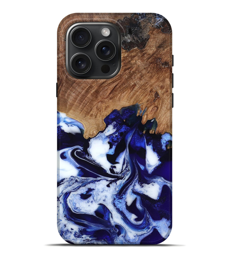 iPhone 16 Pro Max Wood Live Edge Phone Case - Ali (Blue, 796848)