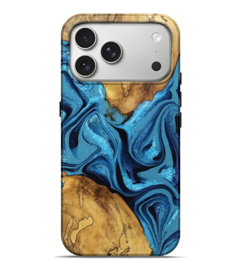 iPhone 17 Pro Max Wood Live Edge Phone Case - Alaiya (Blue, 796857)