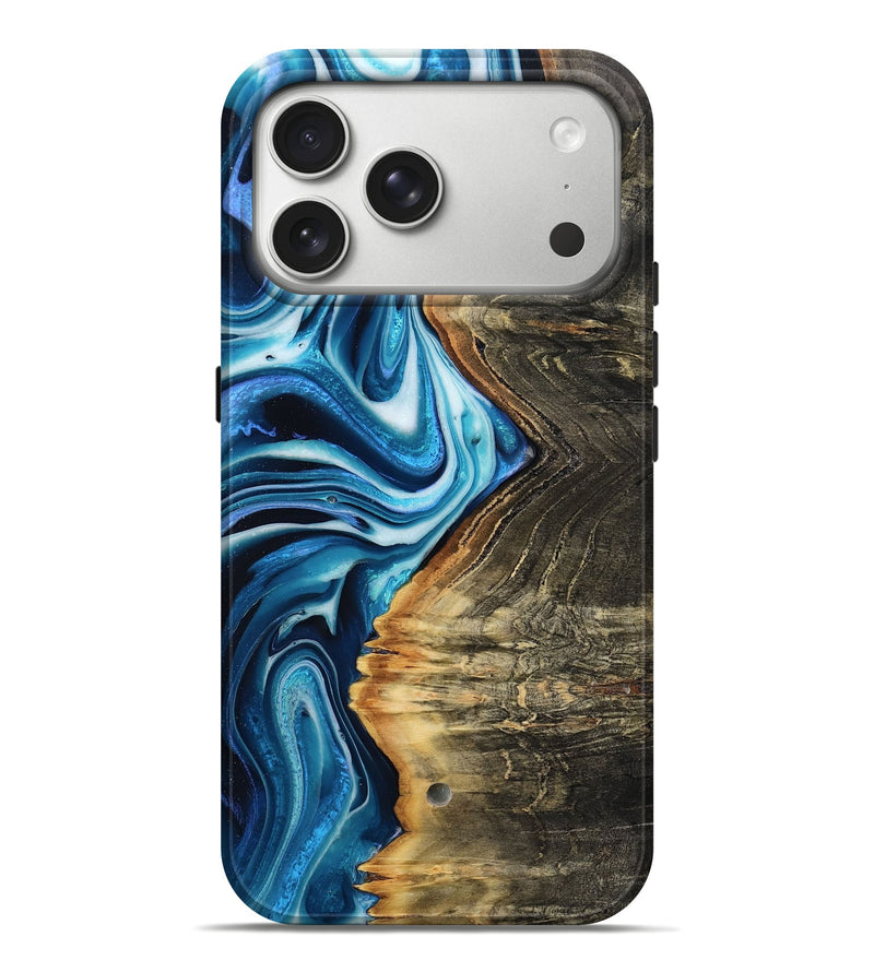 iPhone 17 Pro Max Wood Live Edge Phone Case - Ezrah (Blue, 796859)